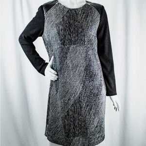 Chico's Black and Gray Long Sleeve Dress